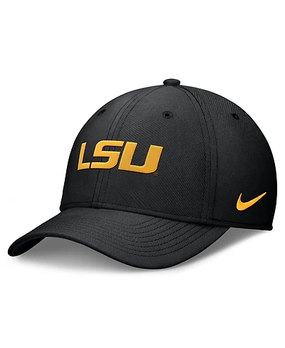 Nike Men's Black Lsu Tigers Rise Swoosh Dri-fit Flex Hat