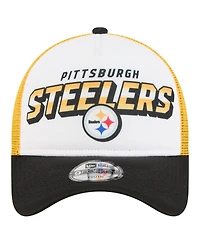 New Era Big Boys and Girls White/Black Pittsburgh Steelers Streak 9FORTY A-Frame Adjustable Hat
