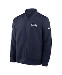 Nike Men's College Navy Seattle Seahawks Sideline Powerful Blocking Full-Zip Bomber Jacket