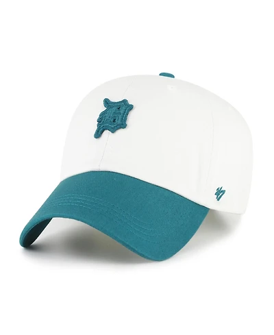 47 Brand Men's White/Teal Detroit Tigers Contemporary Tonal Clean Up Adjustable Hat