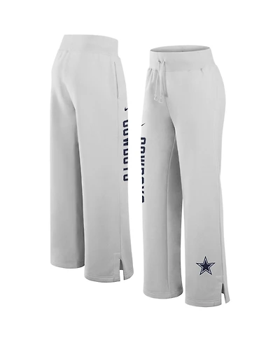 Nike Women's Gray Dallas Cowboys Primetime Phoenix Fleece Wide-Leg Sweatpants
