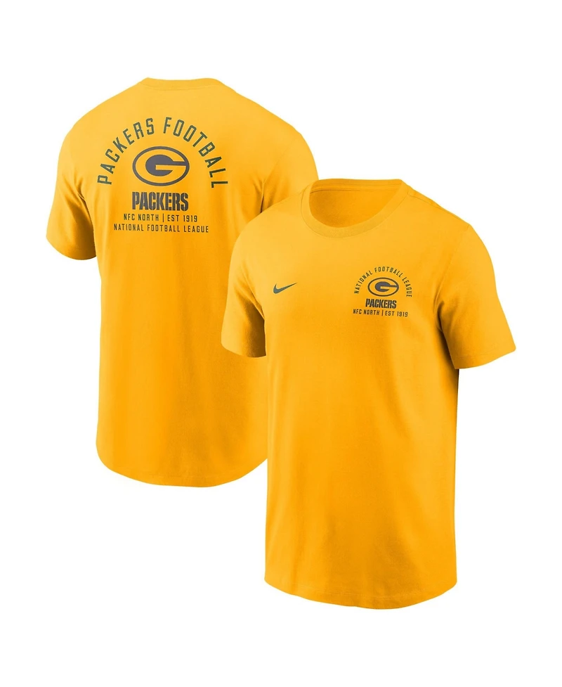 Nike Men's Gold Green Bay Packers Split Logo T-Shirt