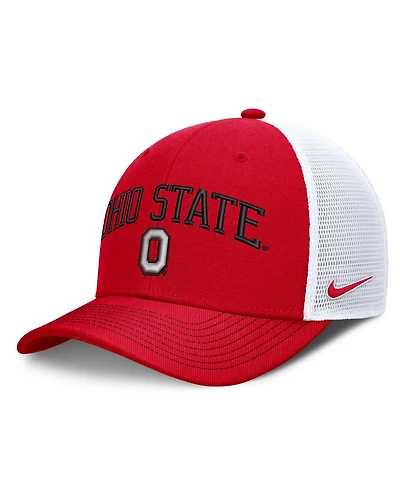 Nike Men's and Women's Scarlet/White Ohio State Buckeyes Primetime Arched Trucker Adjustable Hat