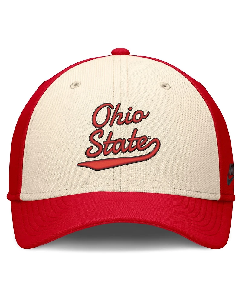 Nike Men's Natural/Scarlet Ohio State Buckeyes Legacy Swooshflex Dri-fit Hat