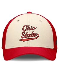 Nike Men's Natural/Scarlet Ohio State Buckeyes Legacy Swooshflex Dri-fit Hat
