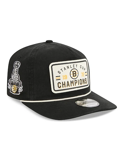 New Era Men's Black Boston Bruins Throwback Stanley Cup Champions Side Patch 19TWENTY Adjustable Hat