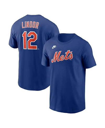 Nike Men's Francisco Lindor Royal New York Mets Cooperstown Collection Name Number T-Shirt
