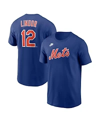 Nike Men's Francisco Lindor Royal New York Mets Cooperstown Collection Name Number T-Shirt