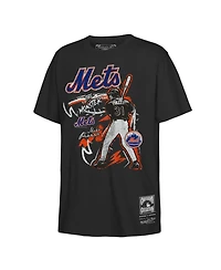 Mitchell & Ness Big Boys and Girls Mike Piazza Black New York Mets Chalked Up Player T-Shirt