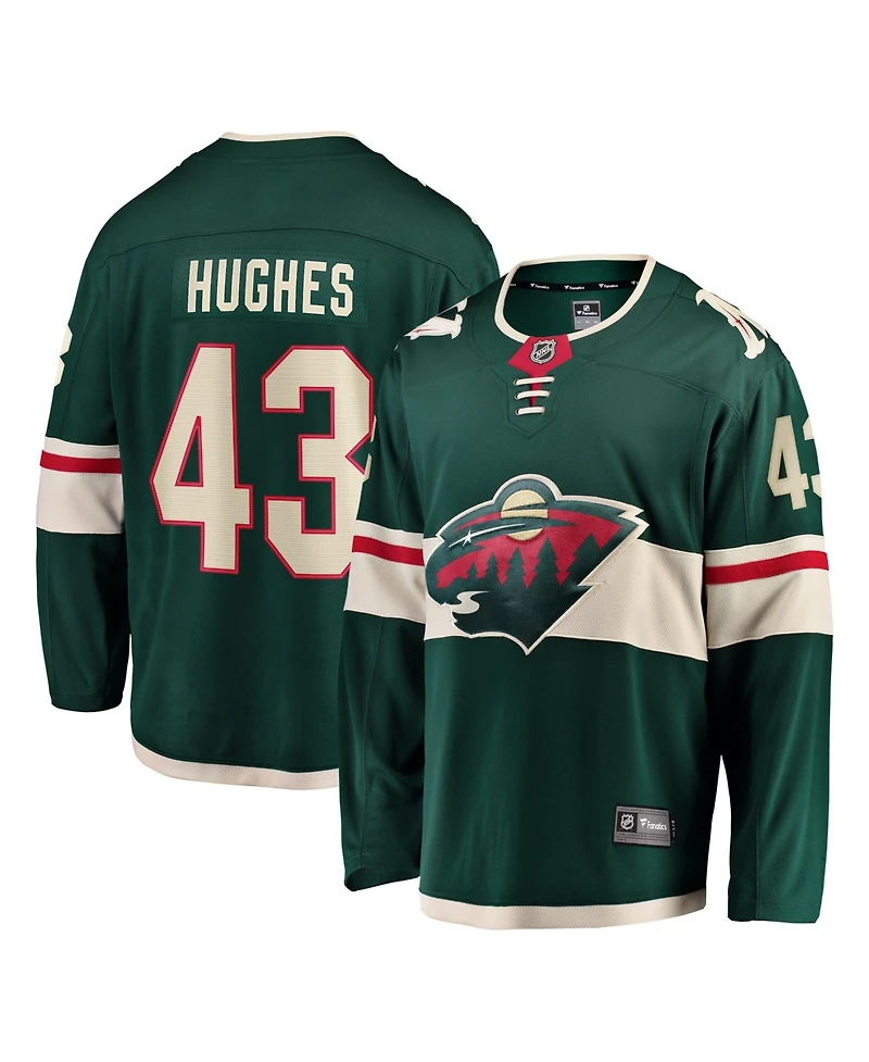 Fanatics Men's Quinn Hughes Green Minnesota Wild Home Breakaway Jersey