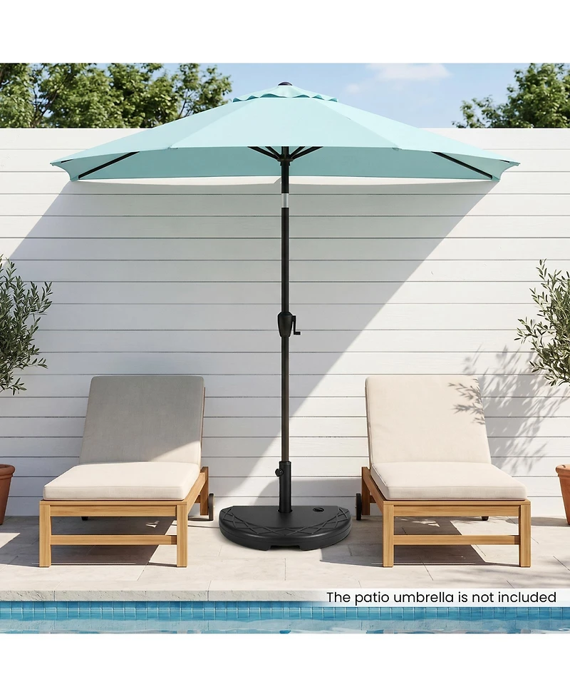 Costway Half Round Patio Umbrella Base with Pattern and Handle Fits 1.5"-1.9" Pole Diameters