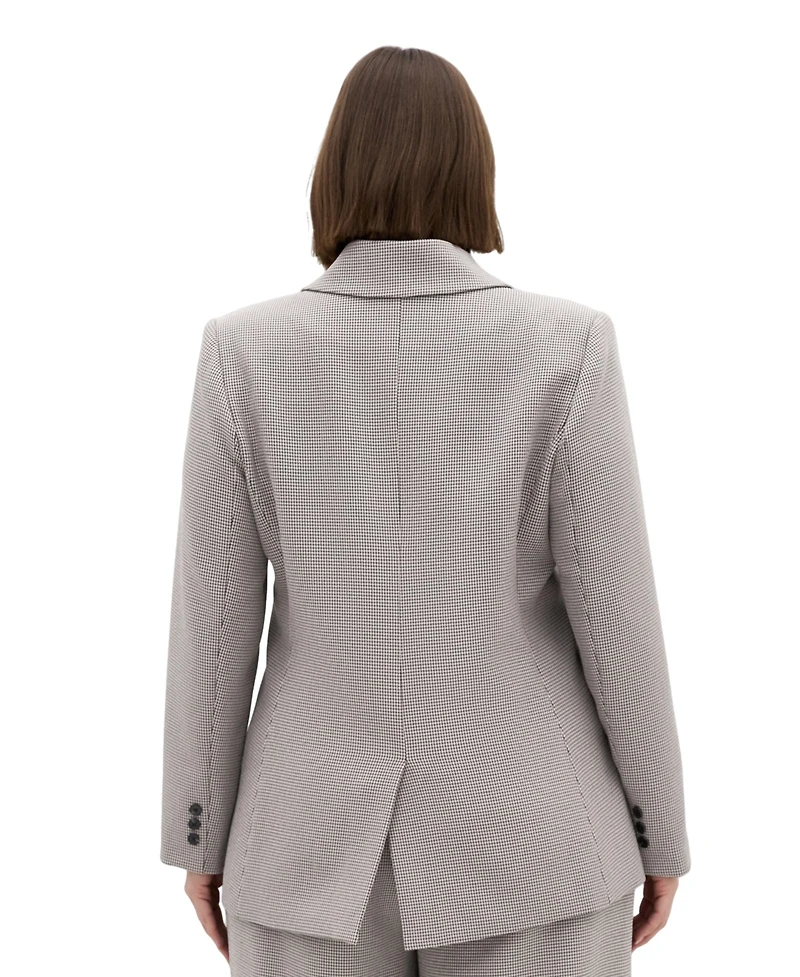 City Chic Plus Hailey Check Double-Breasted Houndstooth Blazer