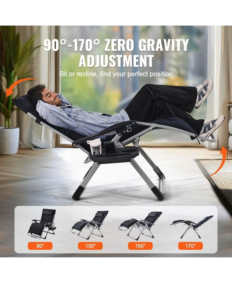 Gouun 33 Inch Zero Gravity Recliner Chair with Cushion and Cupholder, 500 lbs Capacity