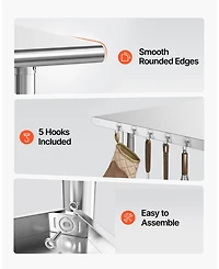 Hongge 48 in Stainless Steel Food Prep Table with Utility Hooks