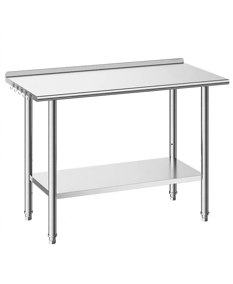 Hongge Commercial Grade Stainless Steel Food Prep Station 24 x 48 in with Backsplash and Adjustable Undershelf