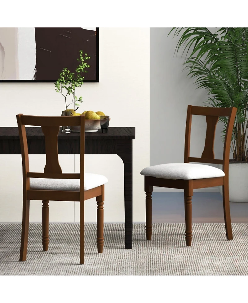 Gouun Set of 2 Linen Dining Chairs with Hidden Under-Seat Storage