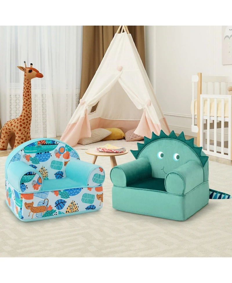 Gouun Kids Plush Velvet Armchair with Machine-Washable Cover