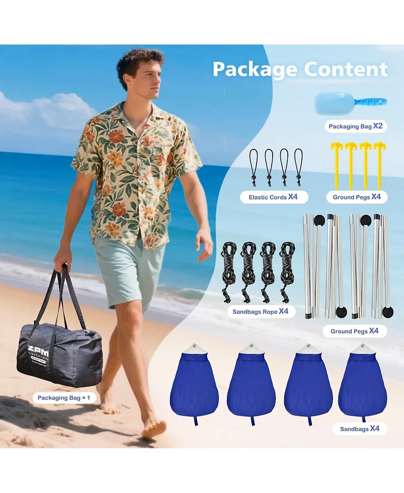 Aofar Beach Tent Sun Shelter Uv Protection Sandbags Portable Shade camping