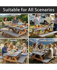 Piscifun Waterproof Fitted Picnic Table Cover With Bench Covers Elastic Camping Outdoor