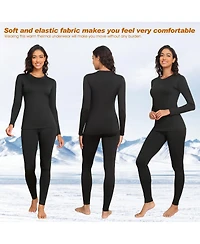 Piscifun Women's Base Layer Fleece-Lined 4-Way Stretch Top and Leggings Set