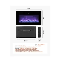 Slickblue 1500W Recessed Wall Electric Fireplace with Touch Control, Remote and Timer