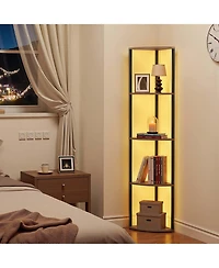 Slickblue Tall 5 Tier Corner Bookcase with Led Lights, Display Storage Shelf for Collectibles and Decor