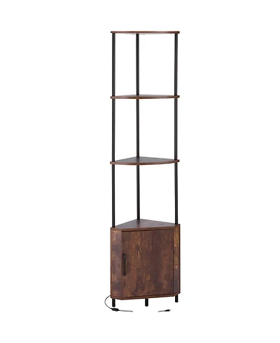 Slickblue 5 Tier Corner Bookcase with Led Lights, Storage Cabinet and Display Shelves for Home Office