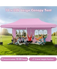 Gouun 10 x 20 feet Pop-Up Canopy Tent with 6 Sidewalls, Windows and Carrying Bag