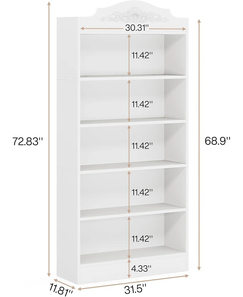 Tribesigns 73" 5-Tier Modern Bookshelf with Shelves