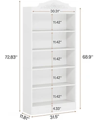 Tribesigns 73" 5-Tier Modern Bookshelf with Shelves