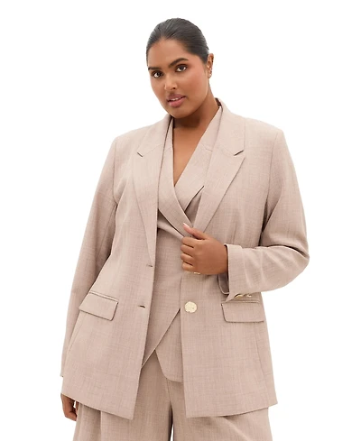 City Chic Plus Luci Double-Breasted Relaxed-Fit Blazer