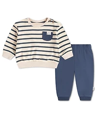 Huggies Baby Boys' Striped Long-Sleeve Top and Pants, 2-Piece Set