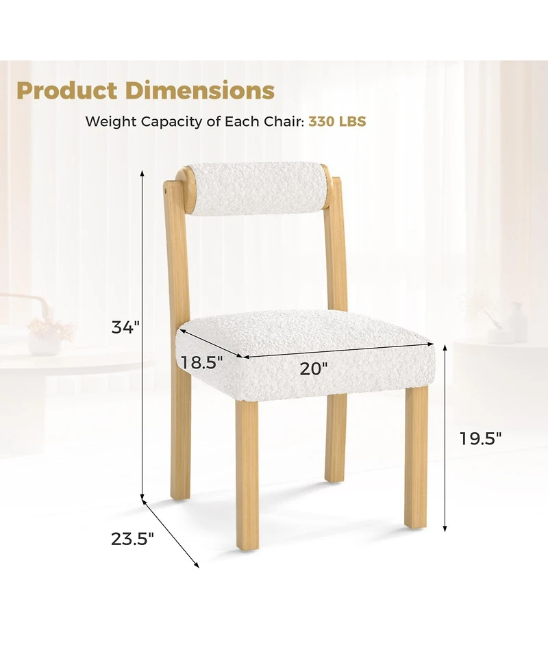 Gouun Wooden Dining Chairs Set of 2 with Cylinder Back and Sherpa Seat, 330 lb Each