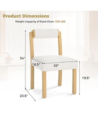 Gouun Wooden Dining Chairs Set of 2 with Cylinder Back and Sherpa Seat, 330 lb Each