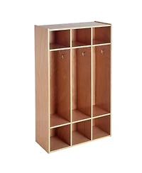 Sugift 3-Section Kids Wooden Coat Locker Cubby Organizer with 6 Hooks and Non-Slip Mat