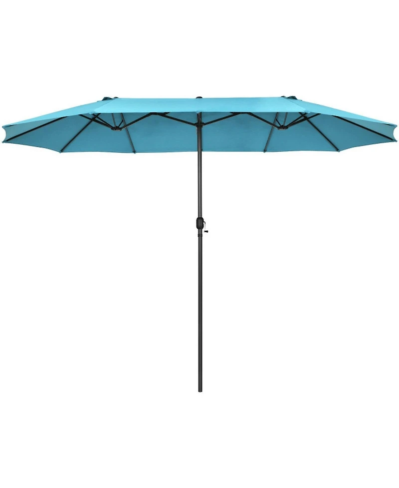Gouun 15 ft Double-Sided Patio Umbrella with Hand-Crank System