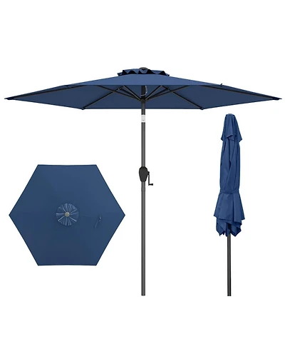 Gouun 7.5-Foot Outdoor Patio Market Umbrella with Push-Button Tilt