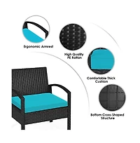 Boyel Living 3 Pieces Outdoor Rattan Patio Conversation Set with Seat Cushions