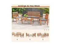 Boyel Living 4 Piece Patio Wood Furniture Set Acacia Wood Sofa Set with Loveseat