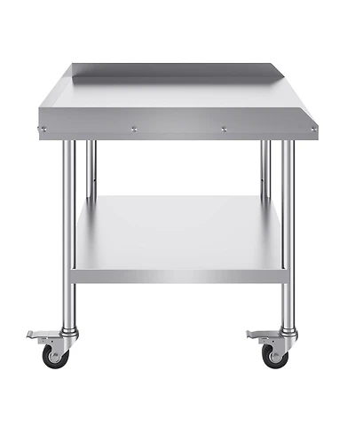 Hongge Stainless Steel Kitchen Work Table on Locking Casters