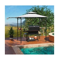 Boyel Living 11 x 5 Feet Grill Gazebo with Side Awning and Double-Tiered Top