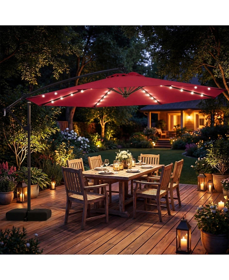 Gouun 10-Foot Solar Led Offset Cantilever Patio Umbrella