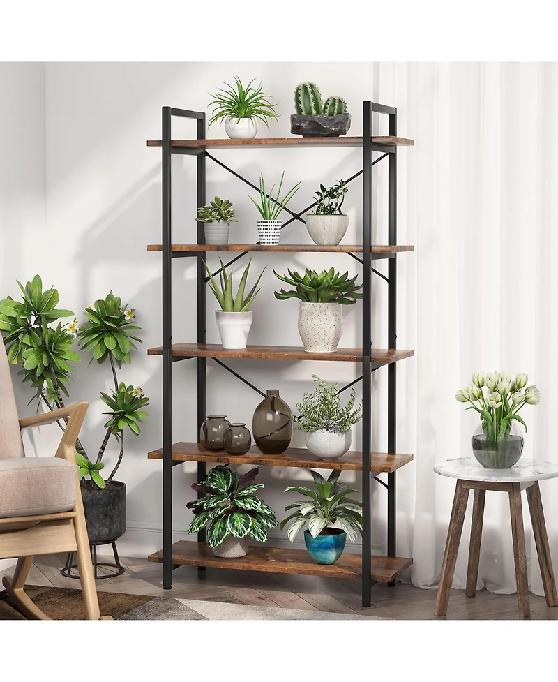 Tribesigns 5-Tier Industrial Bookshelf with Metal Frame