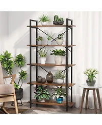 Tribesigns 5-Tier Industrial Bookshelf with Metal Frame