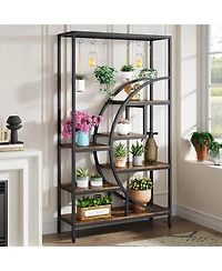 Tribesigns 7-Tier 70.9" Half Moon Shaped Plant Stand with Hanging Hooks