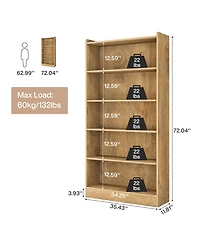 Tribesigns 72-inch Tall Bookcase, Farmhouse 6-Tier Library Bookshelf