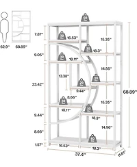 Tribesigns 5-Tier Industrial Bookshelf with 9 Open Shelves