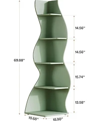 Tribesigns 5-Tier Wavy Corner Bookshelf with Curved Design