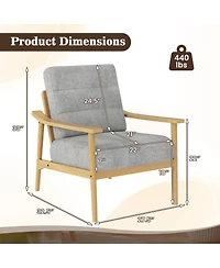 Gymax 2 Piece Modern Accent Chair Upholstered Leisure Armchair with Rubber Wood Armrests and Legs
