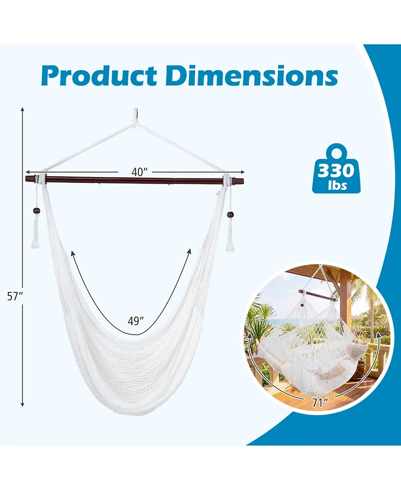 Gymax Caribbean Hammock Chair Large Soft-Spun Hanging Chair